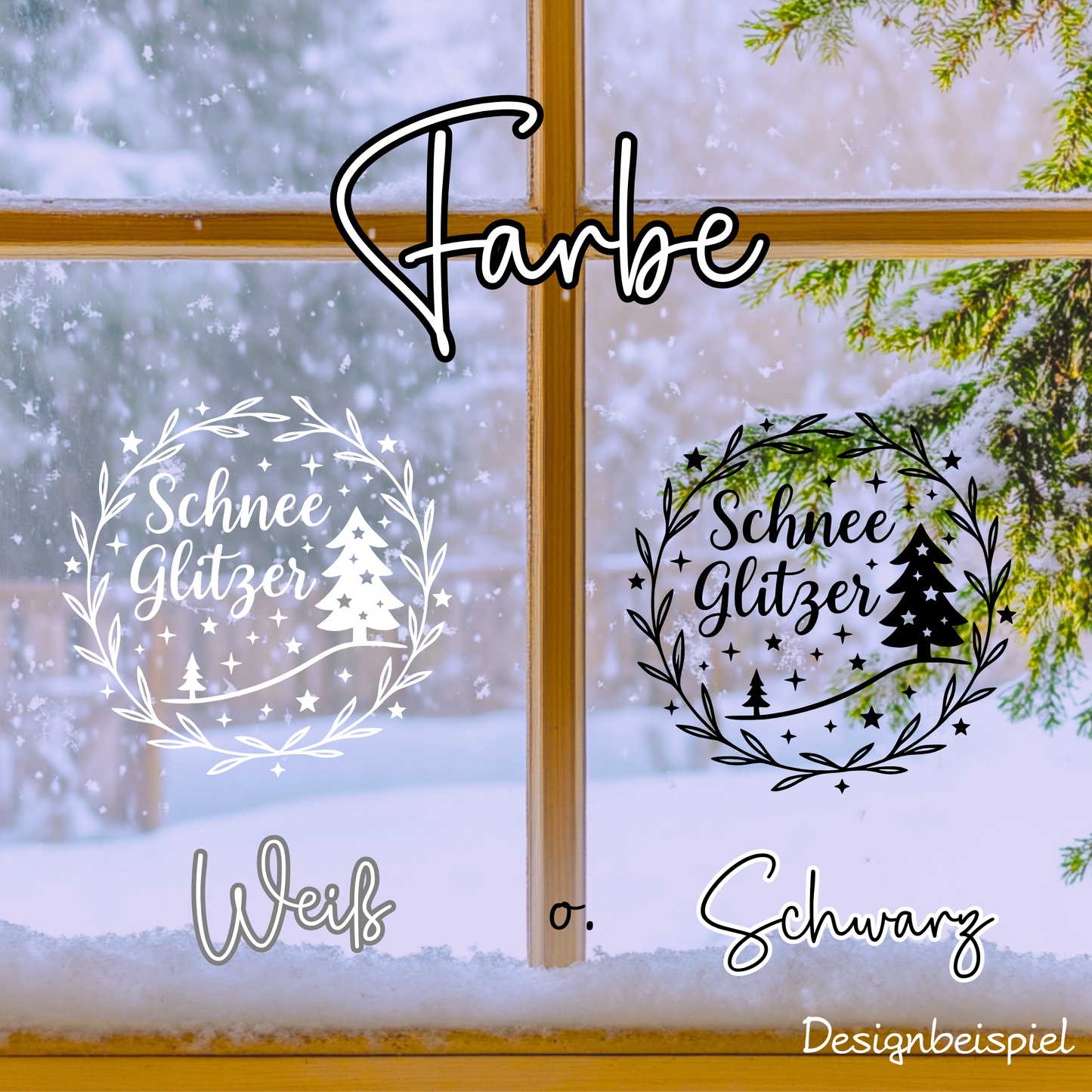 Fensterbild Winterdekoration Sticker Schneeglitzer