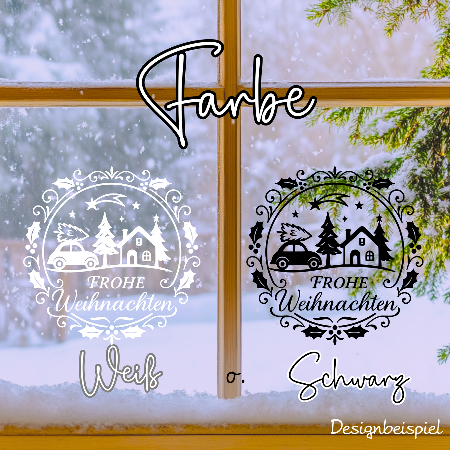 Fensterbild Frohe Weihnachten Kranz| Aufkleber| Weihnachtsbäckerei Exklusiv Design