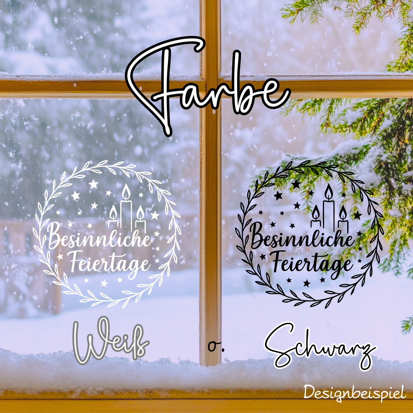 Fensterbild Weihnachtsaufkleber Besinnliche Feiertage Kranz