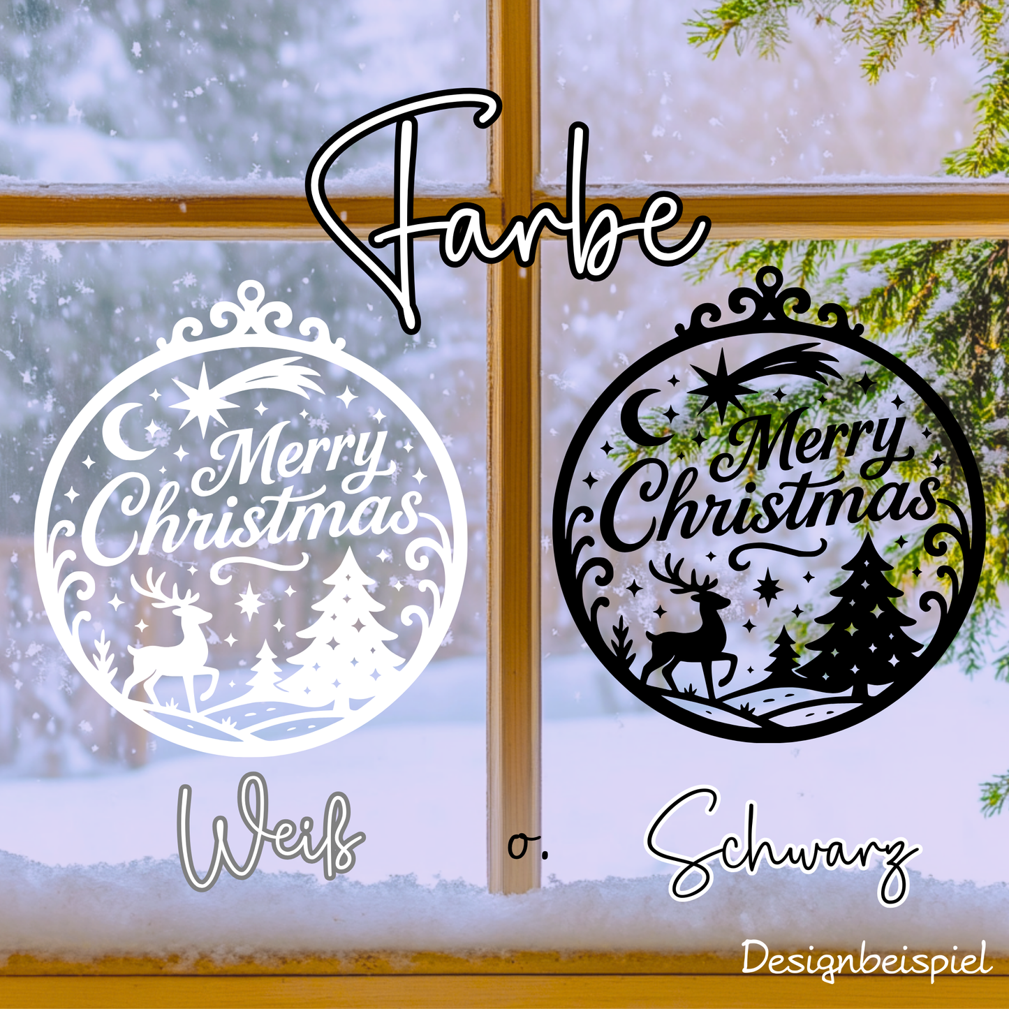 Fensterbild merry christmas| Deko für Weihnachten und Advent Aufkleber| Exklusiv Design