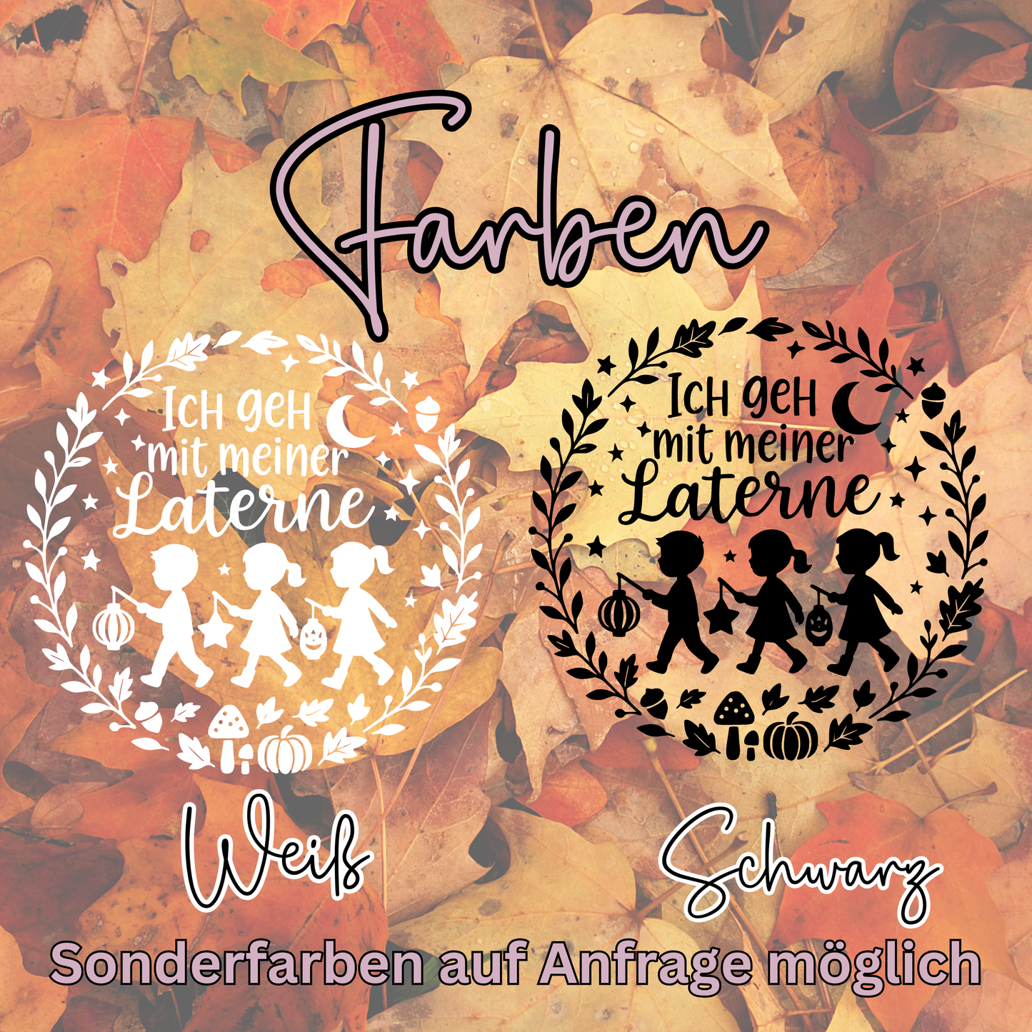 Fensterbild Herbstkranz Ich geh mit meiner Laterne St. Martin Deko Aufkleber
