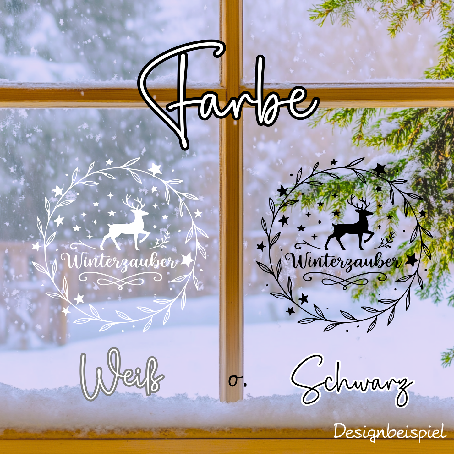 Fensterbild Sticker Winterzauber Skandinavischer Stil | saisonale Deko Aufkleber