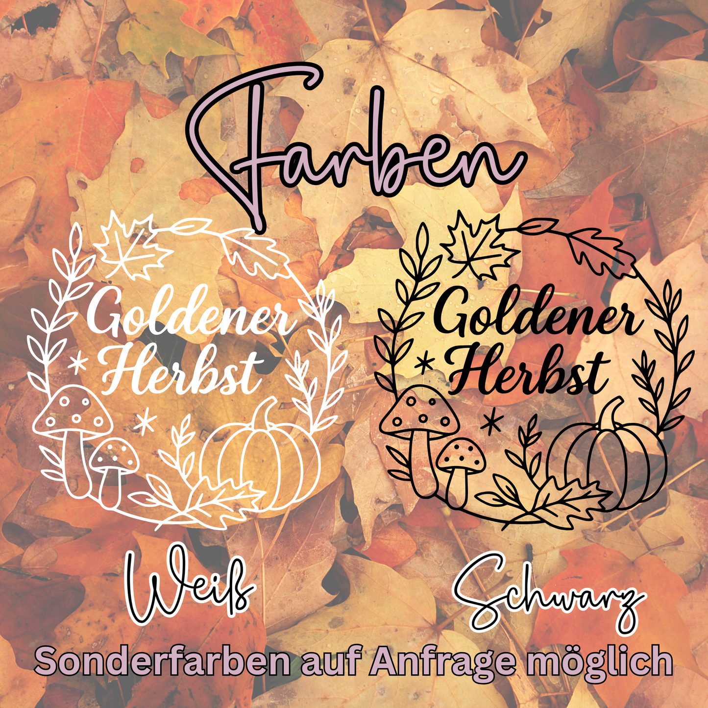 Fensterbild Goldener Herbst Pilze , Kürbis , Herbstlicher Aufkleber