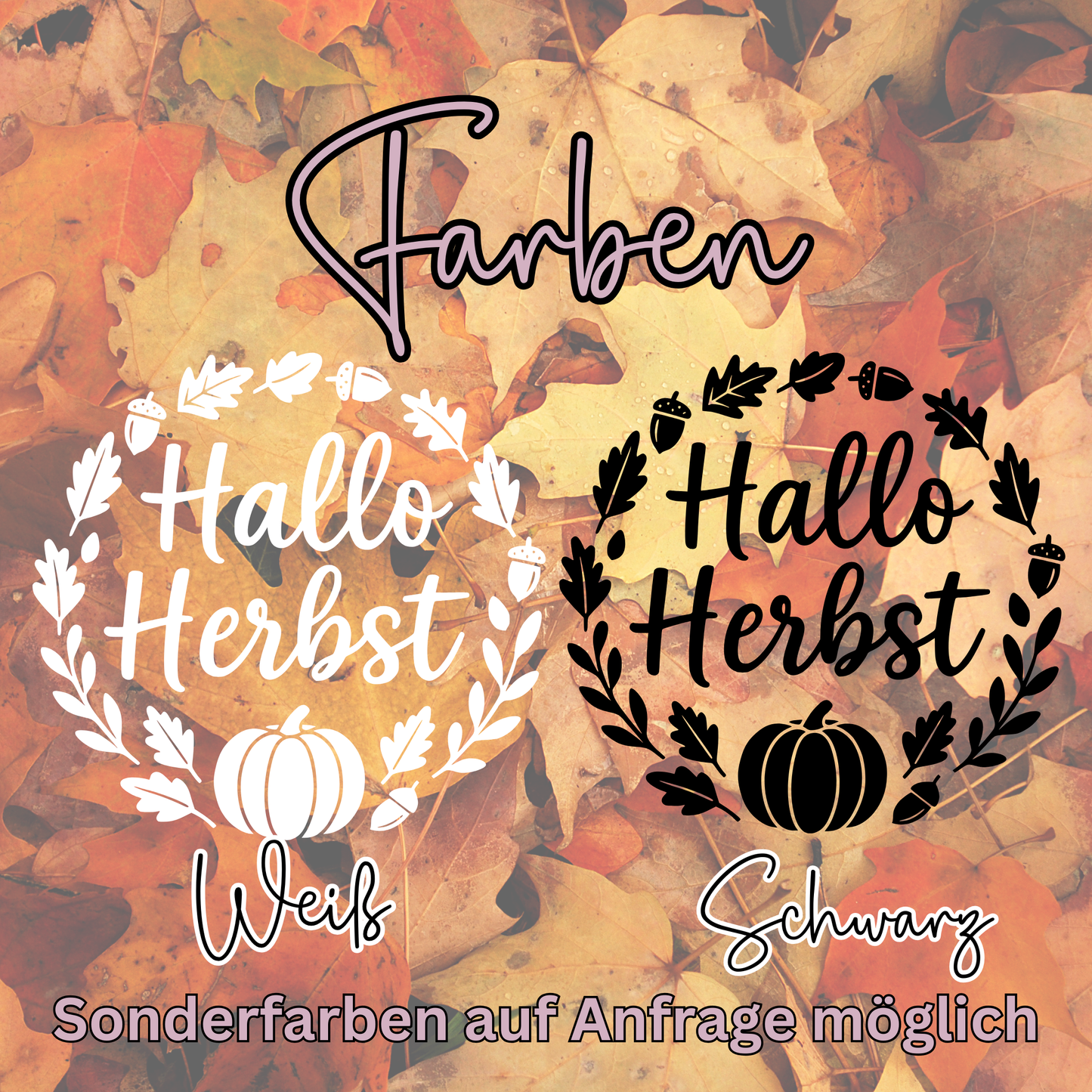 Fensterbild Herbstkranz Aufkleber Hallo Herbst mit Kürbis und Eicheln