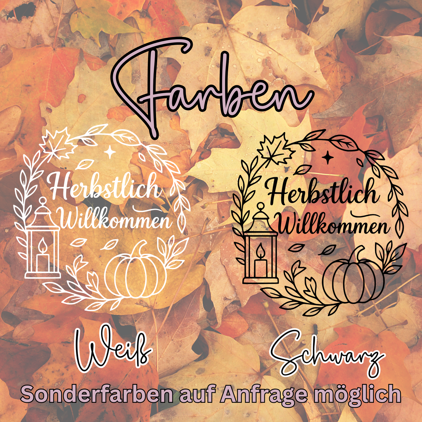 Fensterbild Kranz herbstlich Willkommen , Herbstlicher Aufkleber