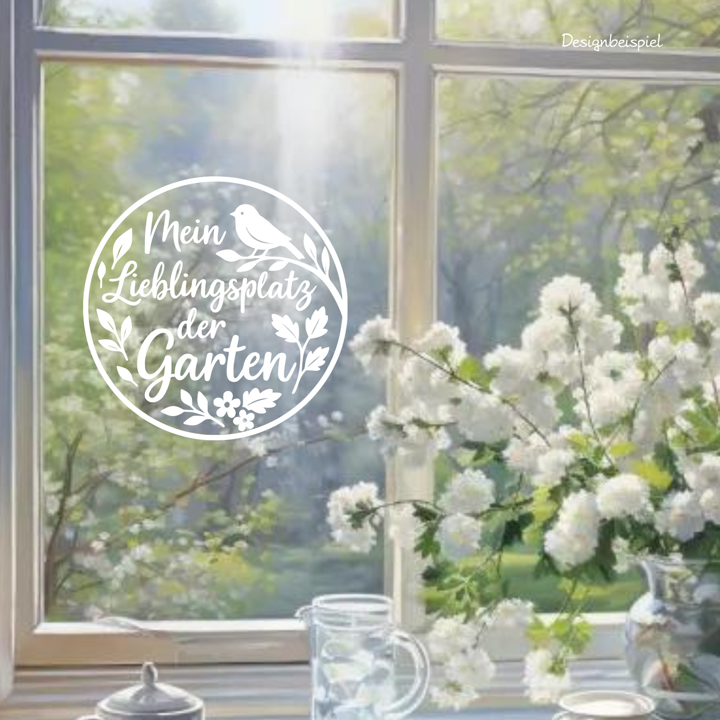 Fensterbild „Lieblingsplatz Garten“ – Vinyl Aufkleber
