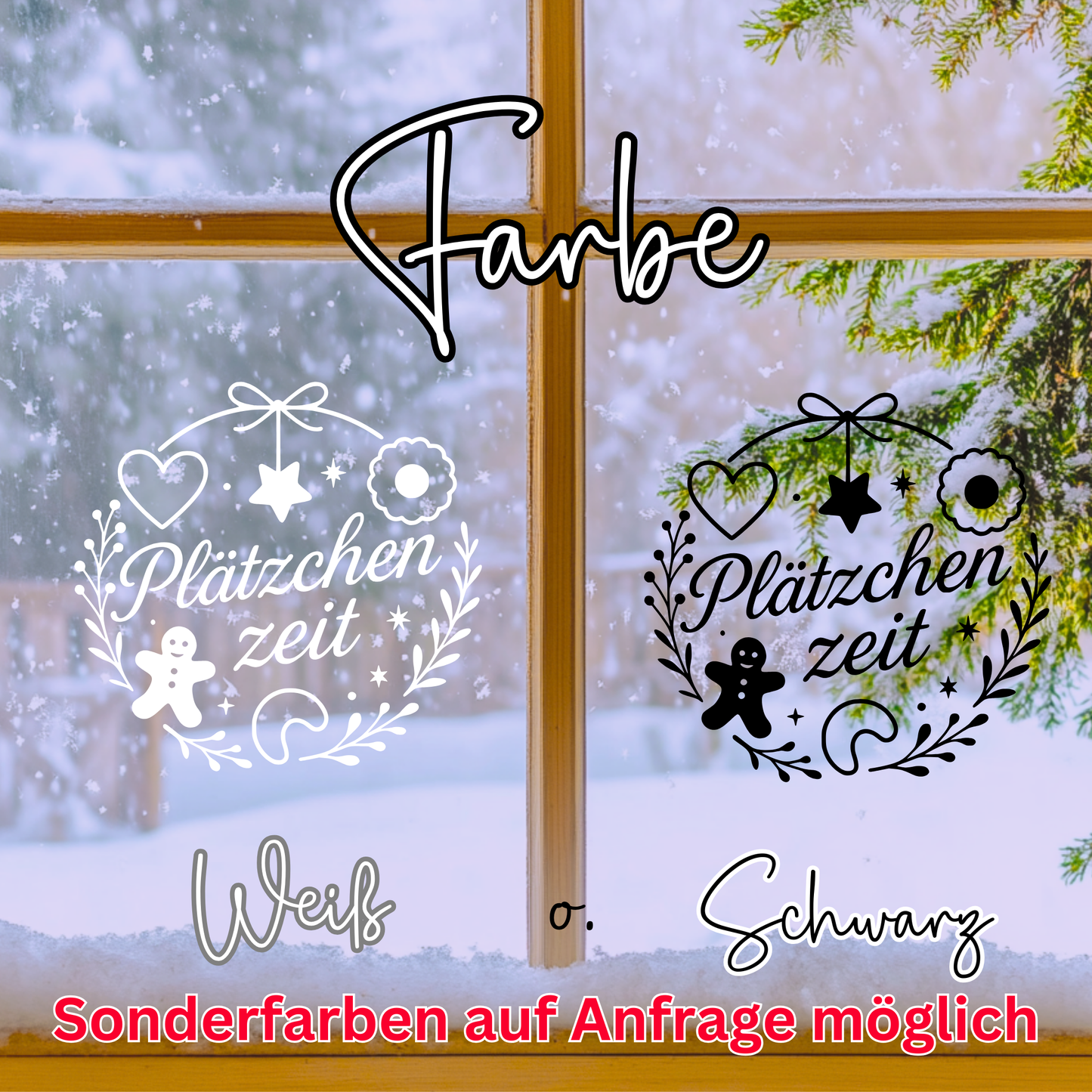 Fensterbild Sticker Weihnachten Plätzchenzeit Lebkuchen | Aufkleber| Weihnachtsbäckerei Deko Advent Weihnachten, Fensteraufkleber Exklusiv