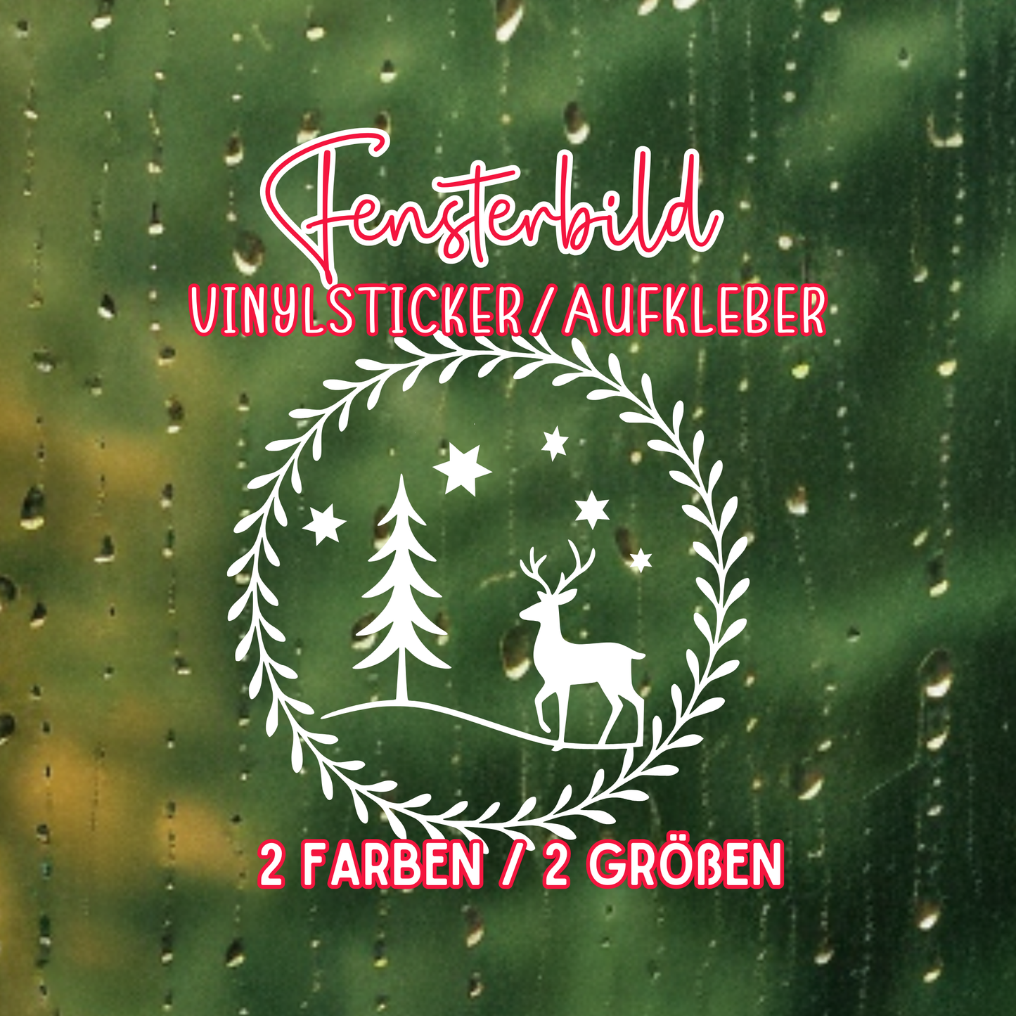 Fensterbild Hirsch minimalistisch | Skandi Deko für Weihnachten und Advent Aufkleber| Exklusiv Design