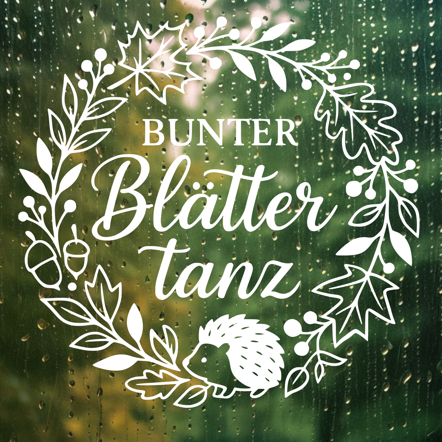 Fensterbild Bunter Blättertanz im Herbst , Herbstlicher Aufkleber