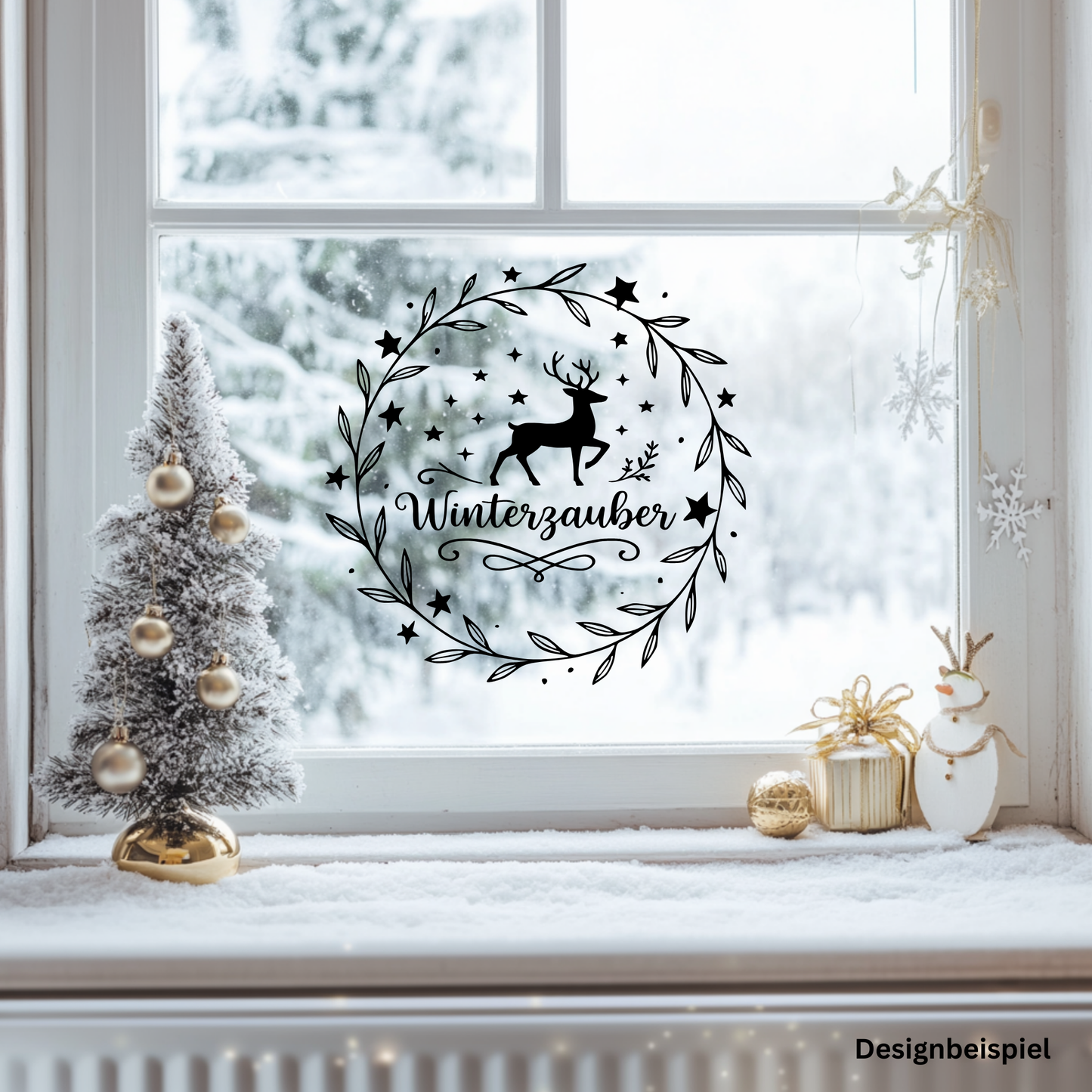 Fensterbild Sticker Winterzauber Skandinavischer Stil | saisonale Deko Aufkleber