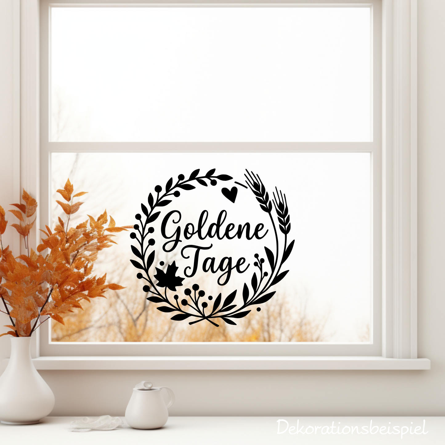 Fensterbild Herbstkranz herbstlicher Aufkleber goldene Tage