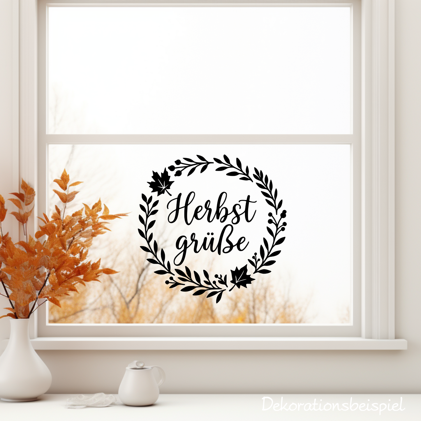 Fensterbild Herbstkranz Vinylaufkleber Herbstgrüße