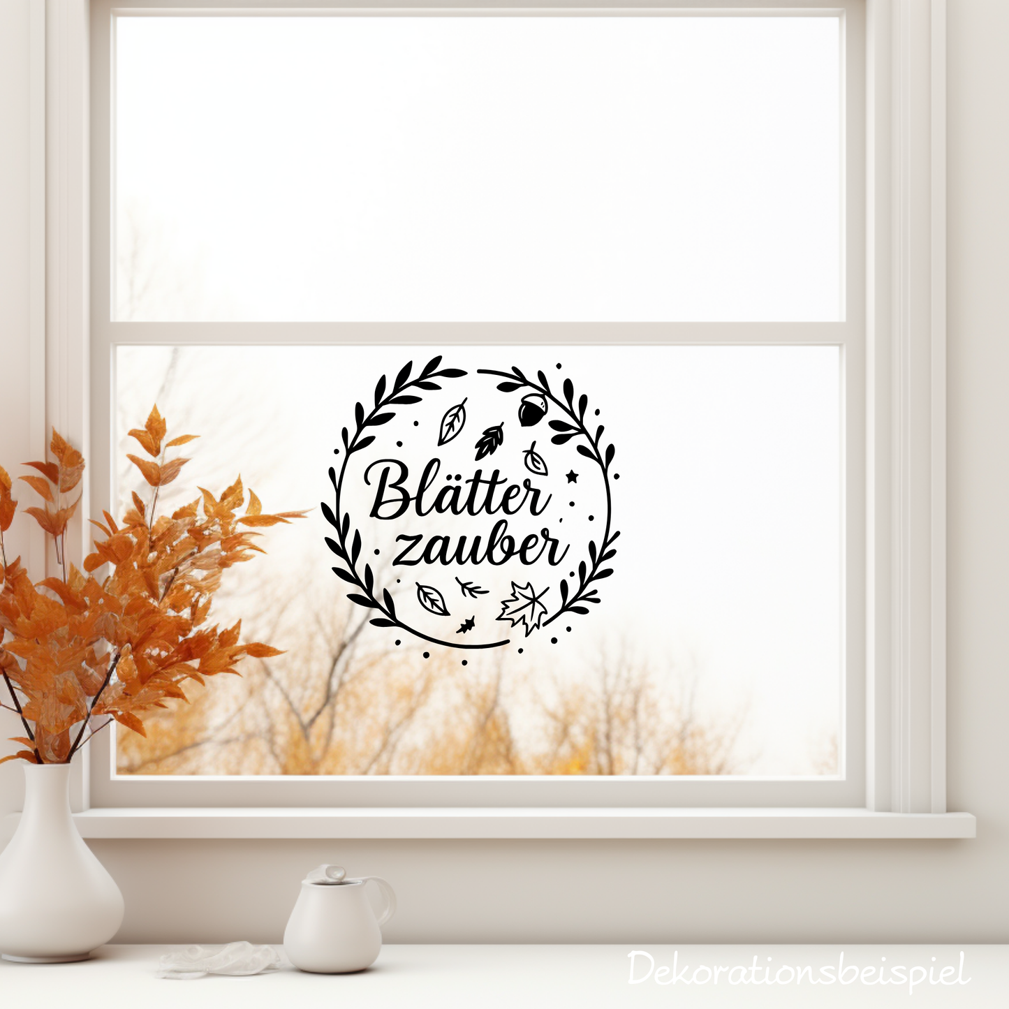 Fensterbild Herbstkranz herbstlicher Aufkleber Blätterzauber