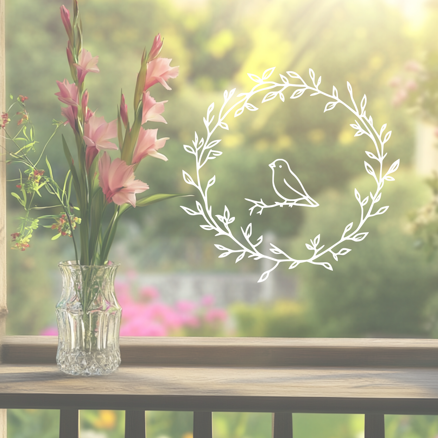 Vogelkranz Aufkleber für Hygge Feeling Sticker für Fenster und Diy Projekte