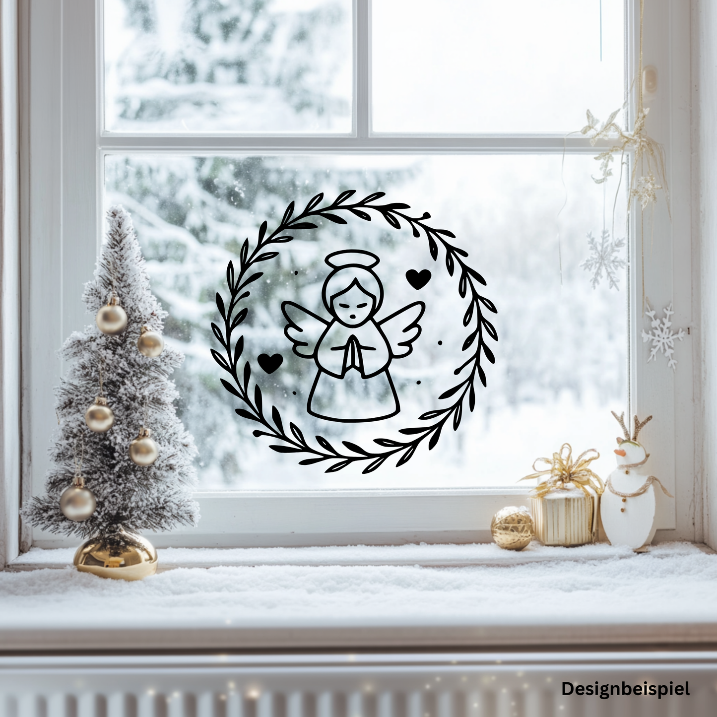 Fensterbild Engel minimalistisch | Deko für Weihnachten und Advent Aufkleber| Exklusiv Design