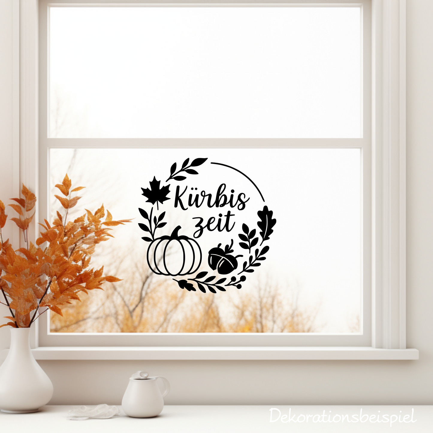 Fensterbild Herbstkranz Vinylaufkleber Kürbiszeit