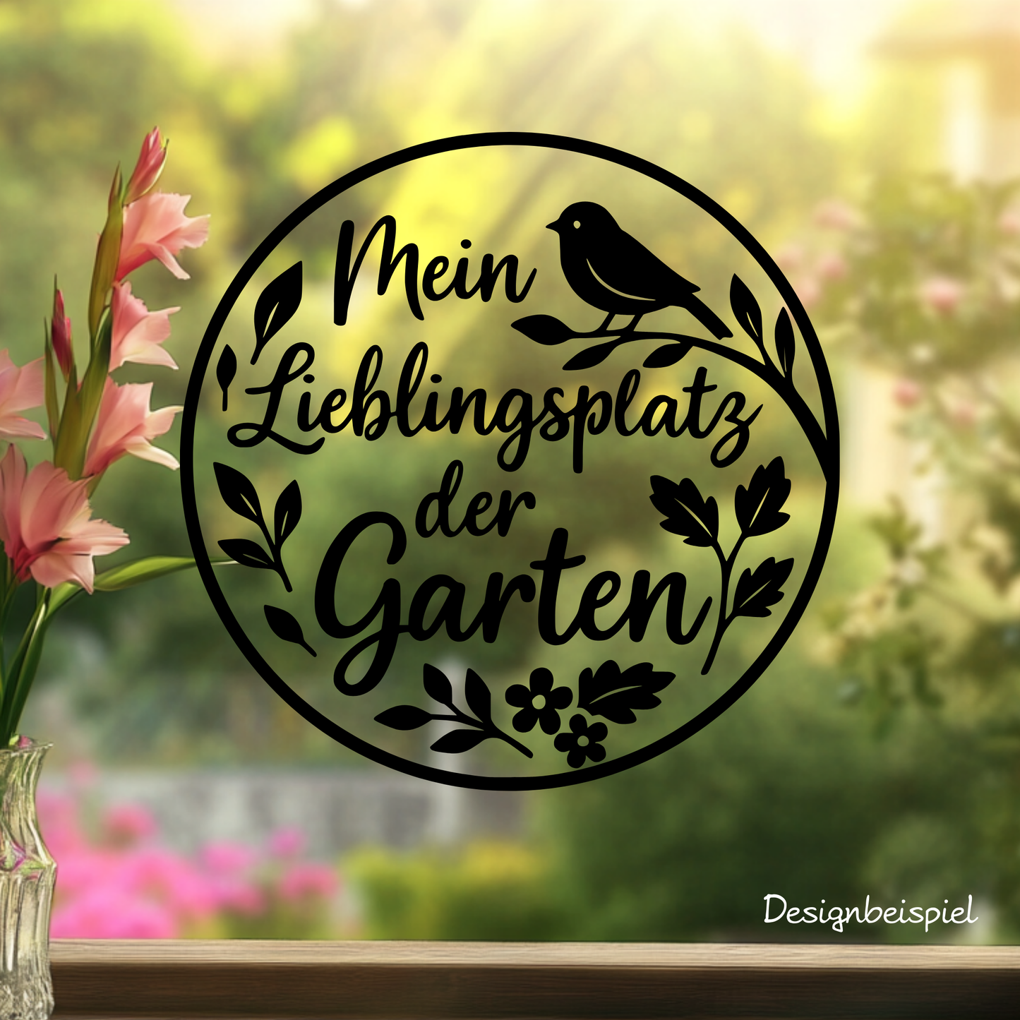 Fensterbild „Lieblingsplatz Garten“ – Vinyl Aufkleber