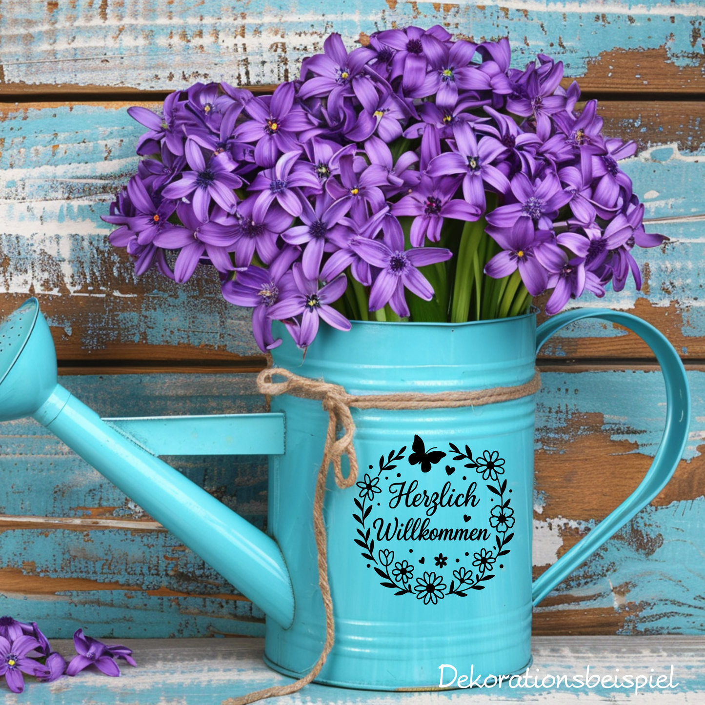 Fensterbild Herzlich Willkommen Blumen Begrüßung Aufkleber