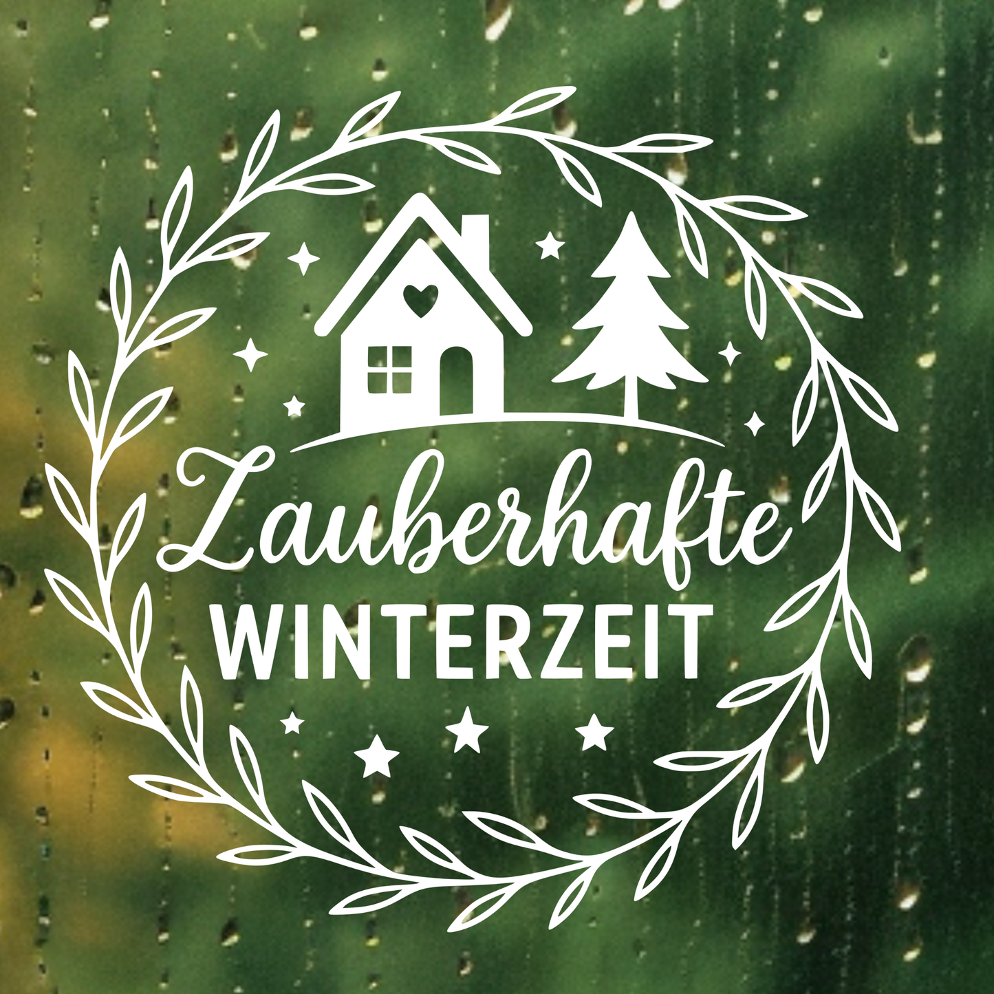 Fensterbild Winterdekoration Sticker Zauberhafte Winterzeit