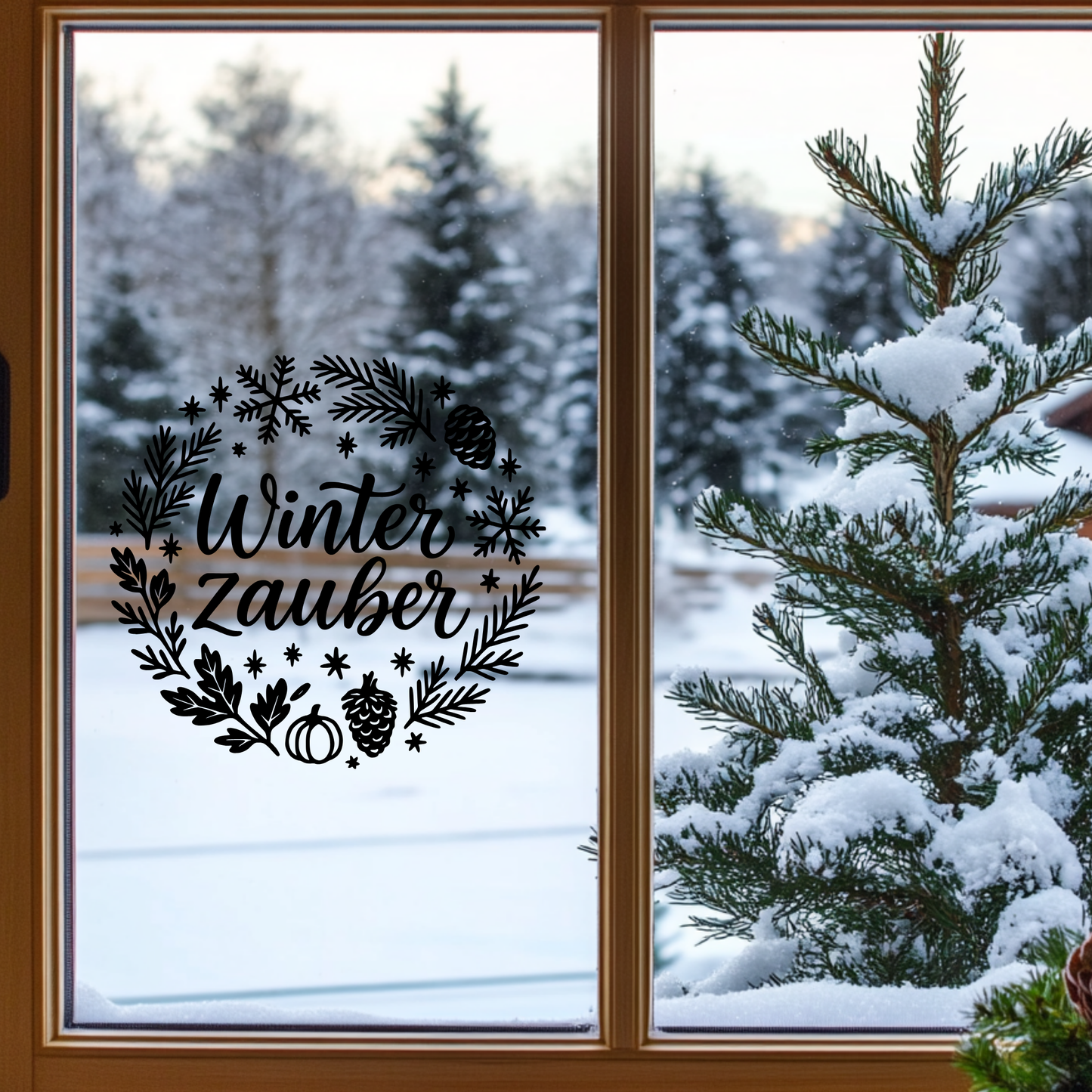 Fensterbild Sticker Winterzauber| saisonale Deko Aufkleber| Deko Advent Winter Weihnachten, Fensteraufkleber Exklusiv