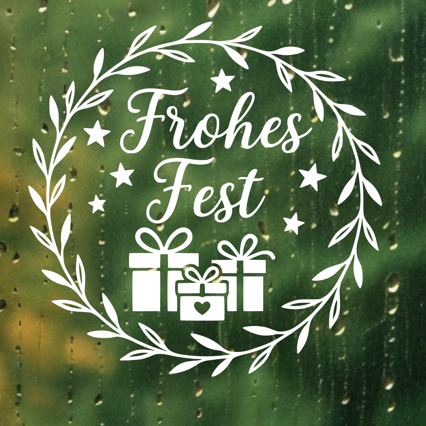 Fensterbild Weihnachtsaufkleber Frohes Fest Kranz