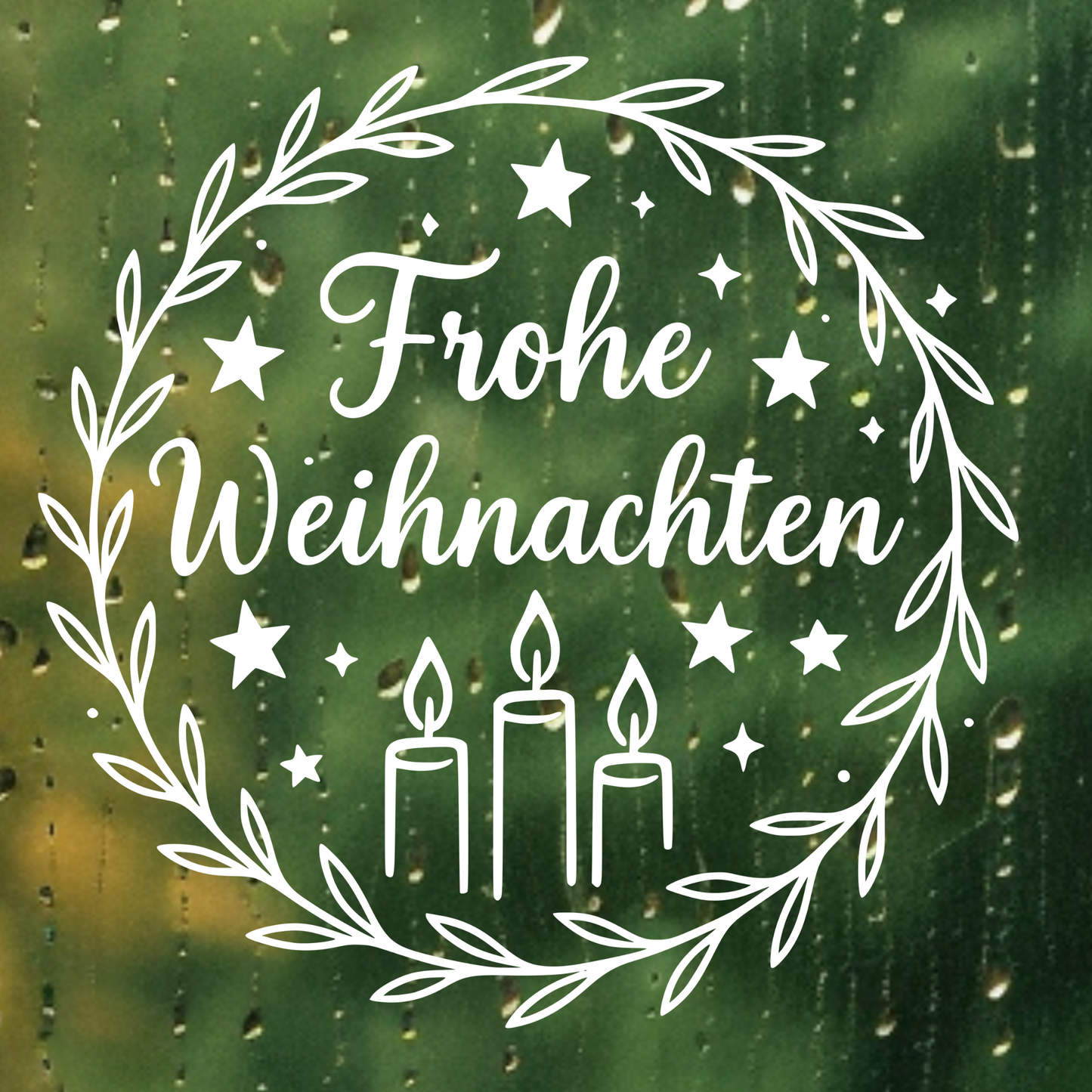 Fensterbild Weihnachtsaufkleber Frohe Weihnachten Kranz Kerzen