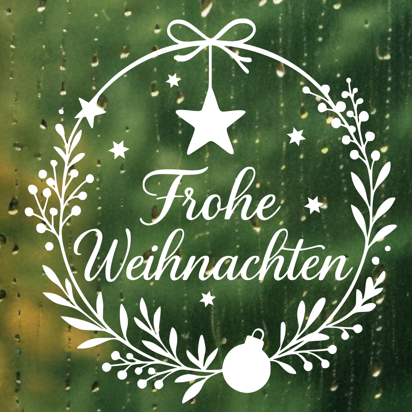 Fensterbild Frohe Weihnachten Kranz mit Kugel | Aufkleber| Exklusiv Design
