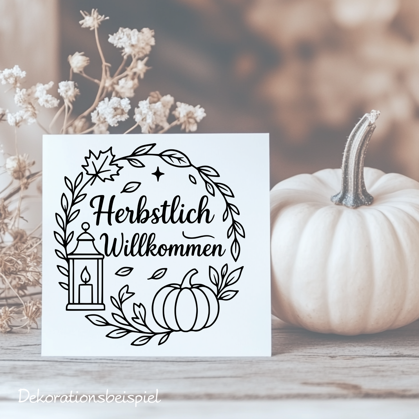 Fensterbild Kranz herbstlich Willkommen , Herbstlicher Aufkleber