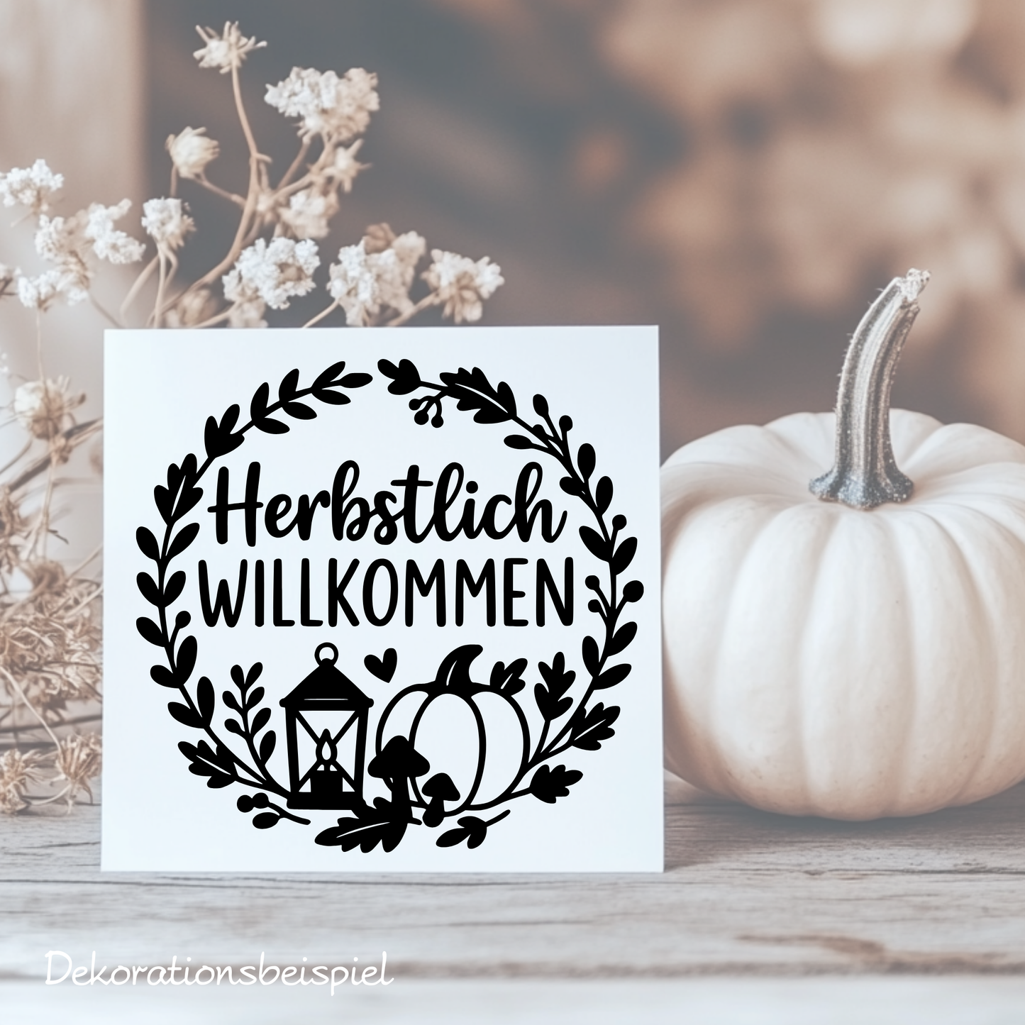 Fensterbild Kranz herbstlich Willkommen Laterne , Herbstlicher Aufkleber
