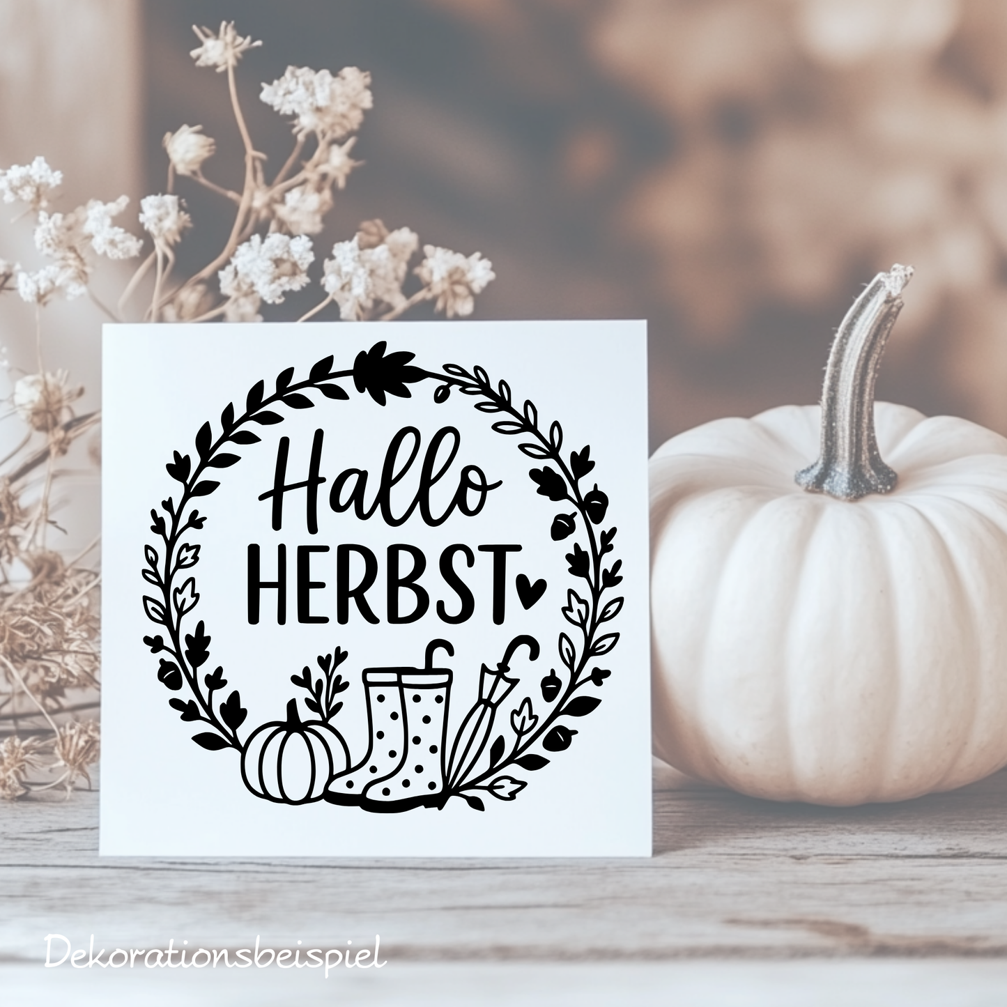 Fensterbild Herbstkranz Aufkleber Hallo Herbst