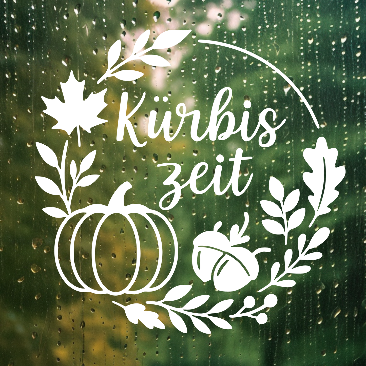 Fensterbild Herbstkranz Vinylaufkleber Kürbiszeit