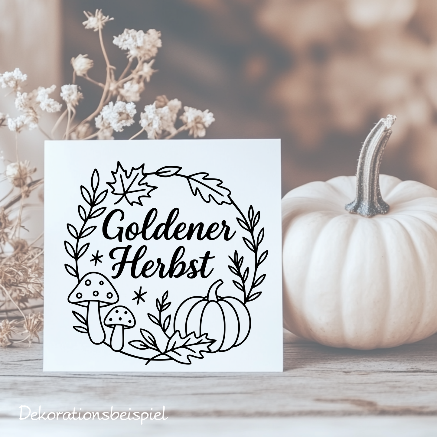 Fensterbild Goldener Herbst Pilze , Kürbis , Herbstlicher Aufkleber