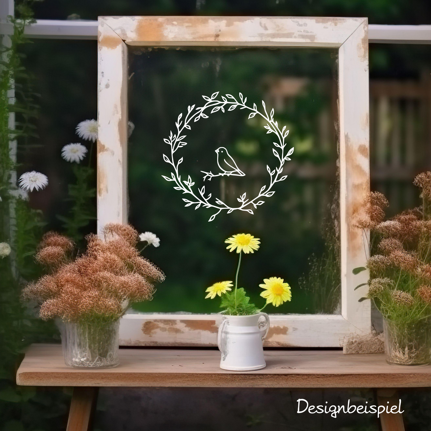 Vogelkranz Aufkleber für Hygge Feeling Sticker für Fenster und Diy Projekte