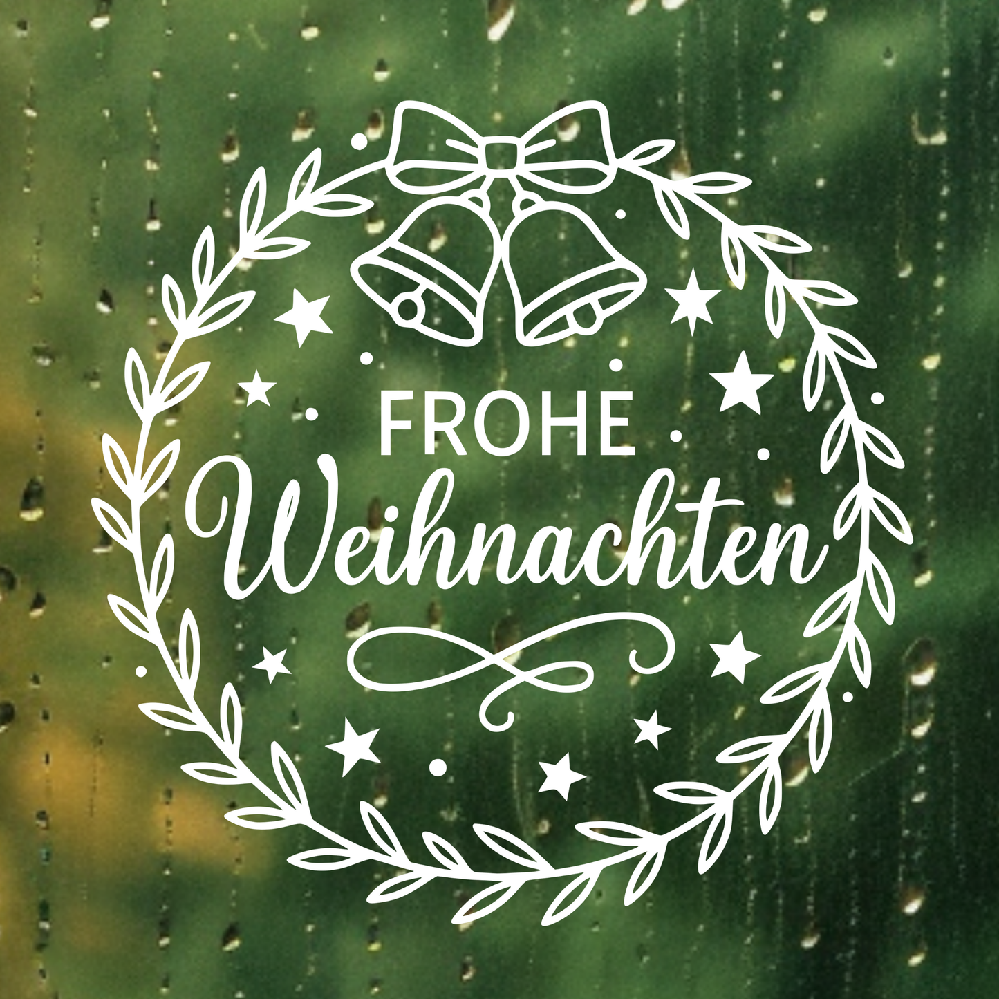 Fensterbild Weihnachtsaufkleber Frohe Weihnachten Kranz Glocken