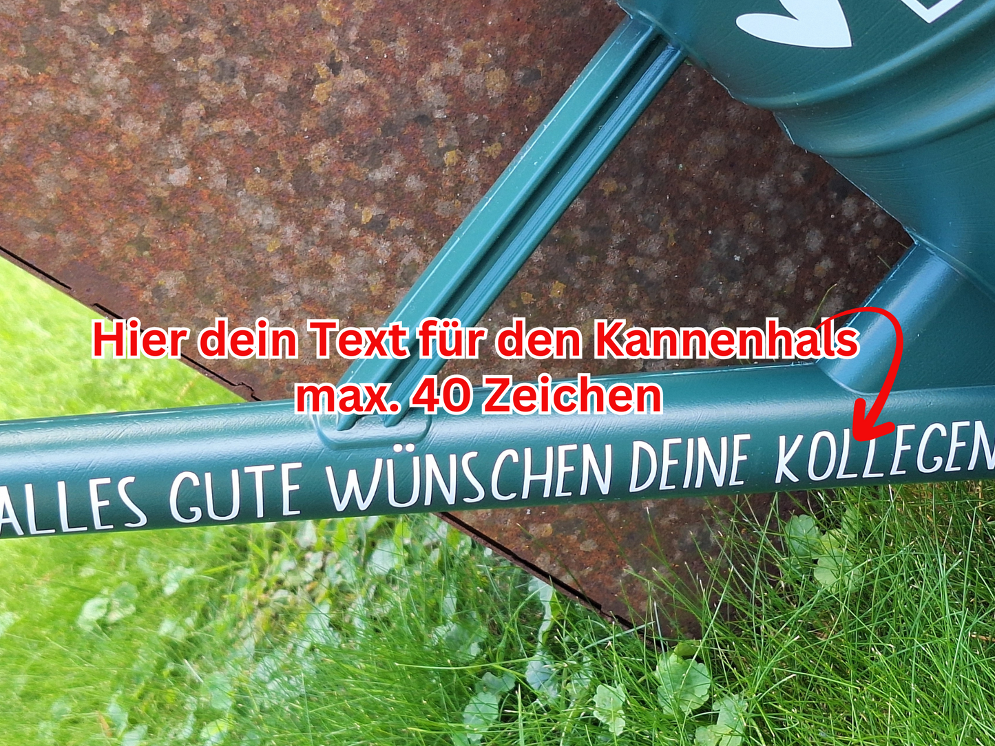 Rente Geschenk zum Ruhestand Garten Gießkanne personalisiert mit Namen und Spruch Landhausstil Grün 10 Liter