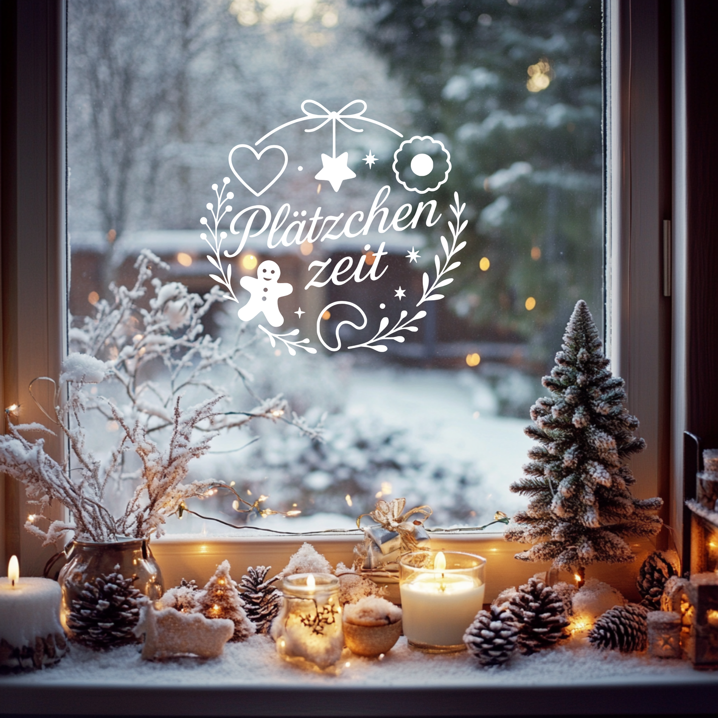 Fensterbild Sticker Weihnachten Plätzchenzeit Lebkuchen | Aufkleber| Weihnachtsbäckerei Deko Advent Weihnachten, Fensteraufkleber Exklusiv