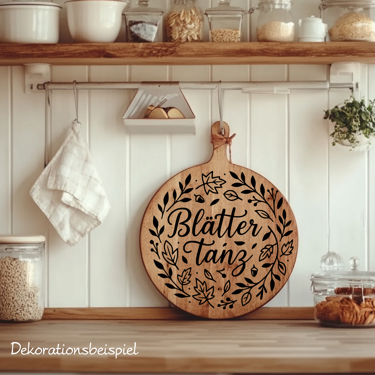 Fensterbild Herbstkranz Aufkleber Blättertanz