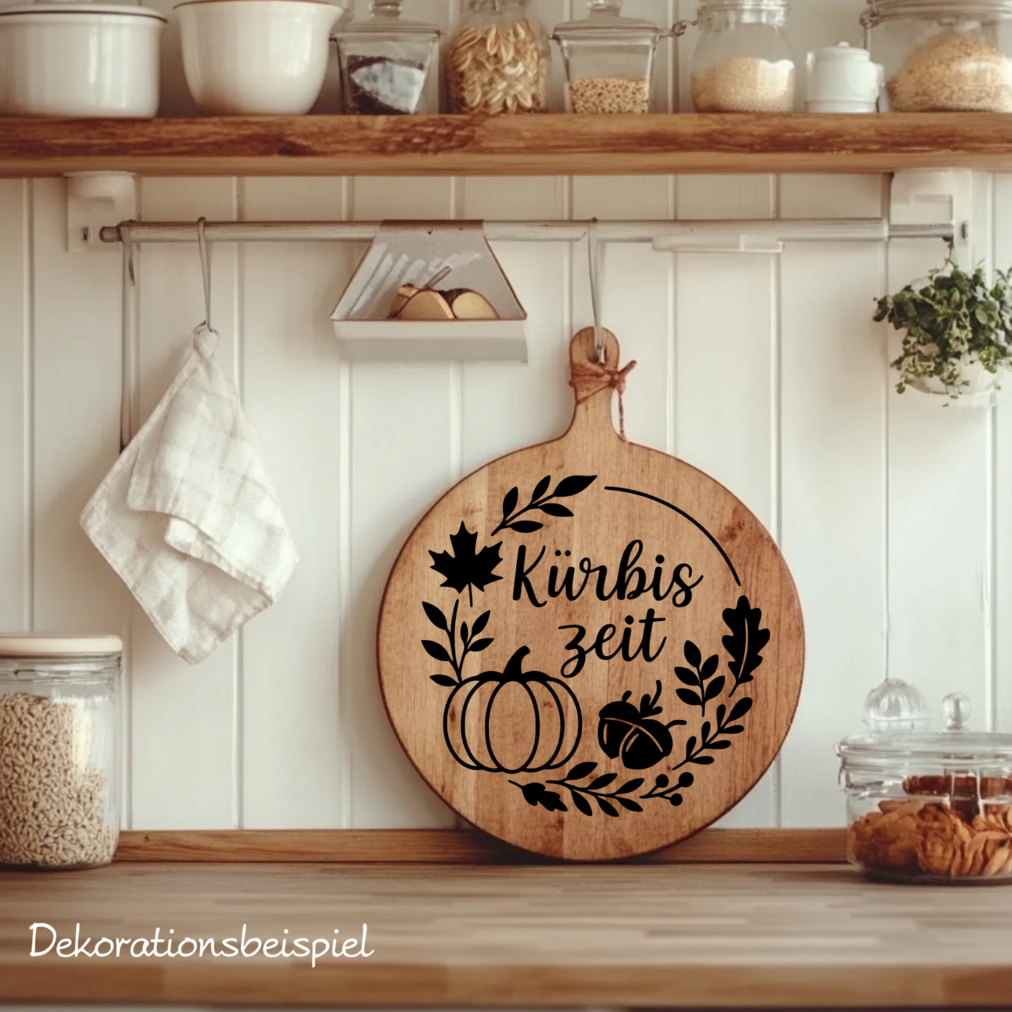 Fensterbild Herbstkranz Vinylaufkleber Kürbiszeit