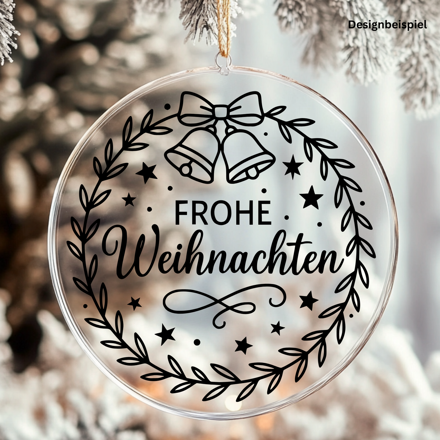 Fensterbild Weihnachtsaufkleber Frohe Weihnachten Kranz Glocken