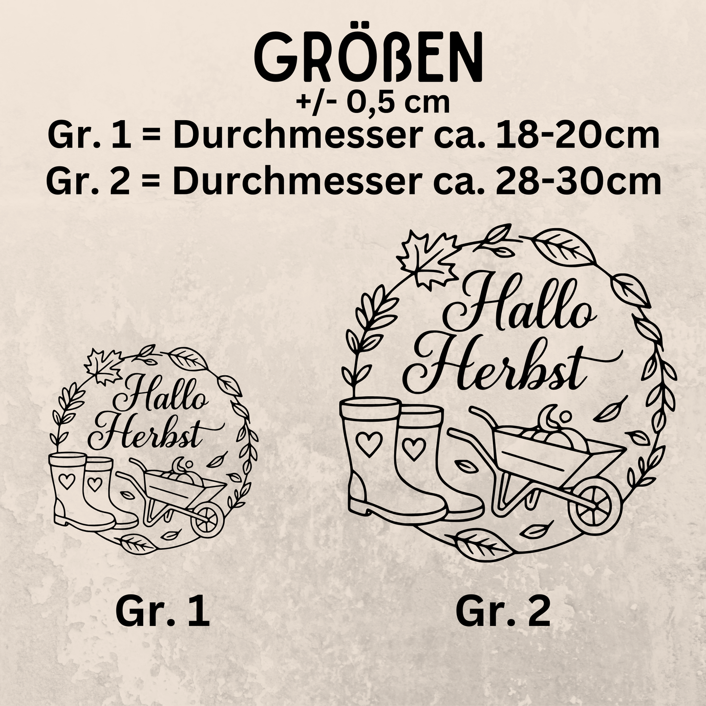 Fensterbild Hallo Herbst Gummistiefel Karre , Herbstlicher Aufkleber