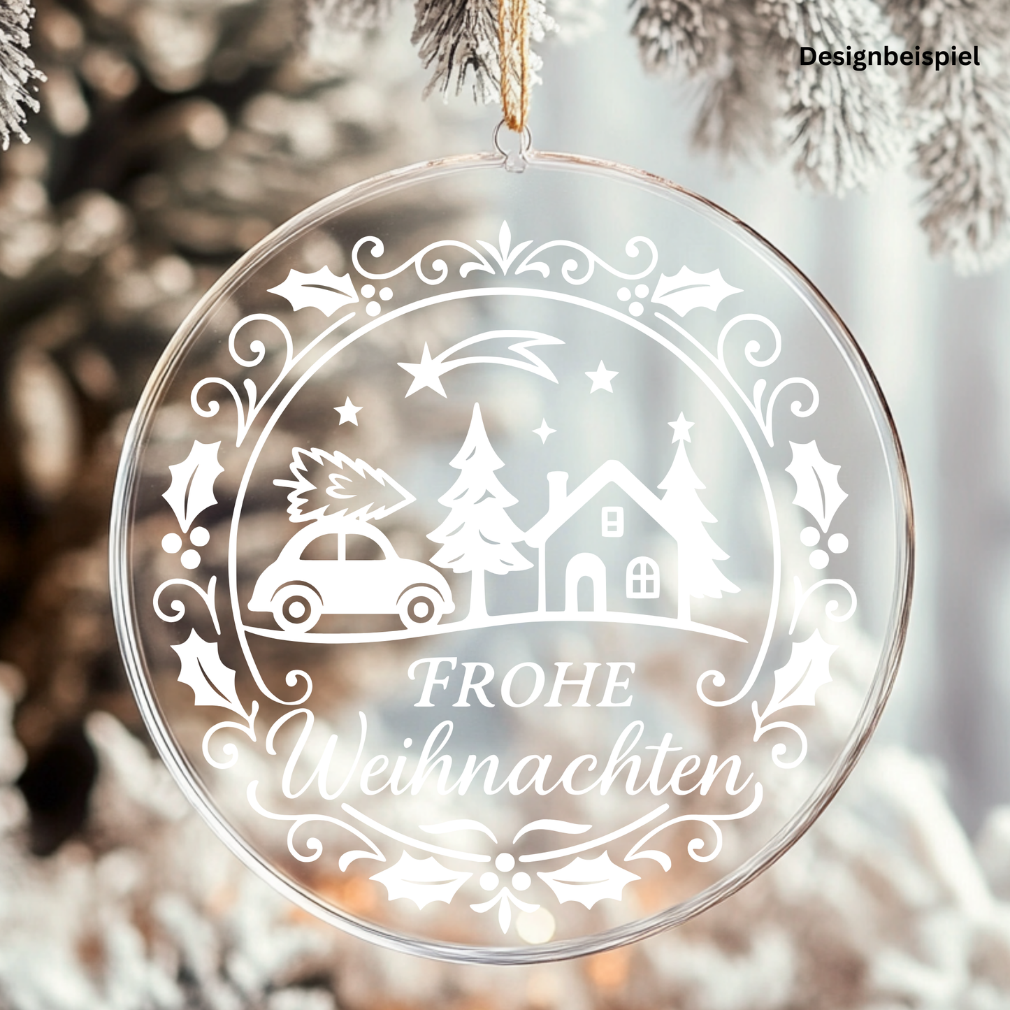 Fensterbild Frohe Weihnachten Kranz| Aufkleber| Weihnachtsbäckerei Exklusiv Design