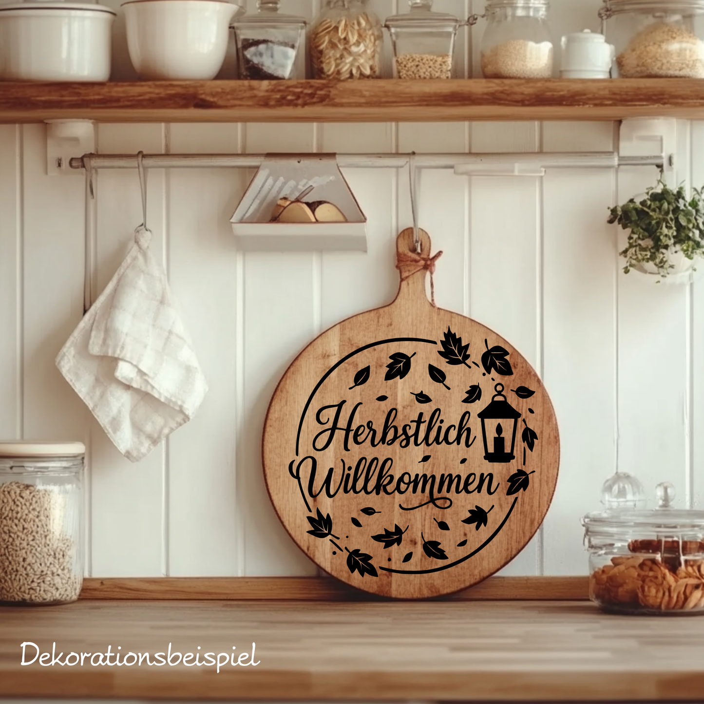 Fensterbild Kranz herbstlich Willkommen , Herbstlicher Aufkleber Herbstlaub