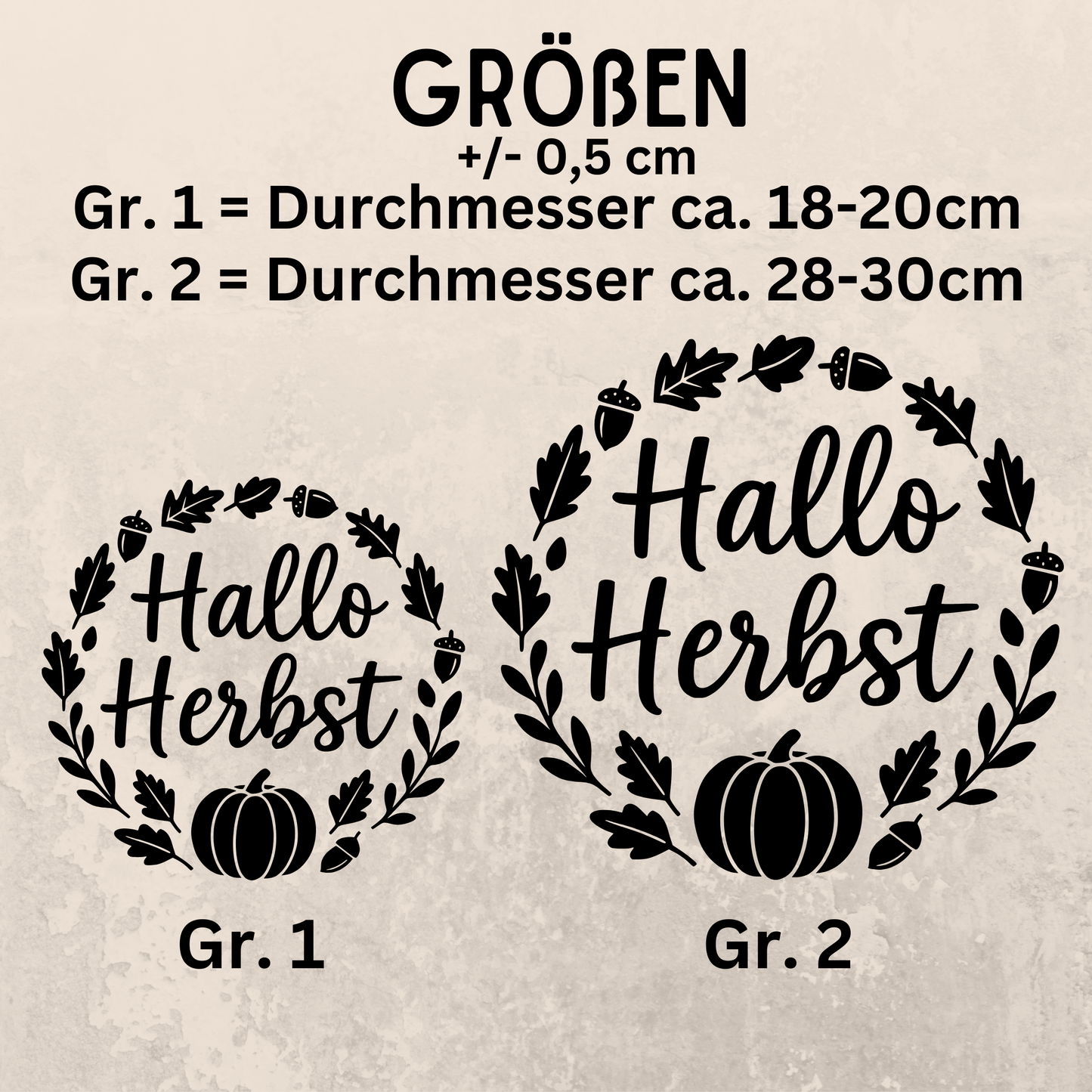 Fensterbild Herbstkranz Aufkleber Hallo Herbst mit Kürbis und Eicheln