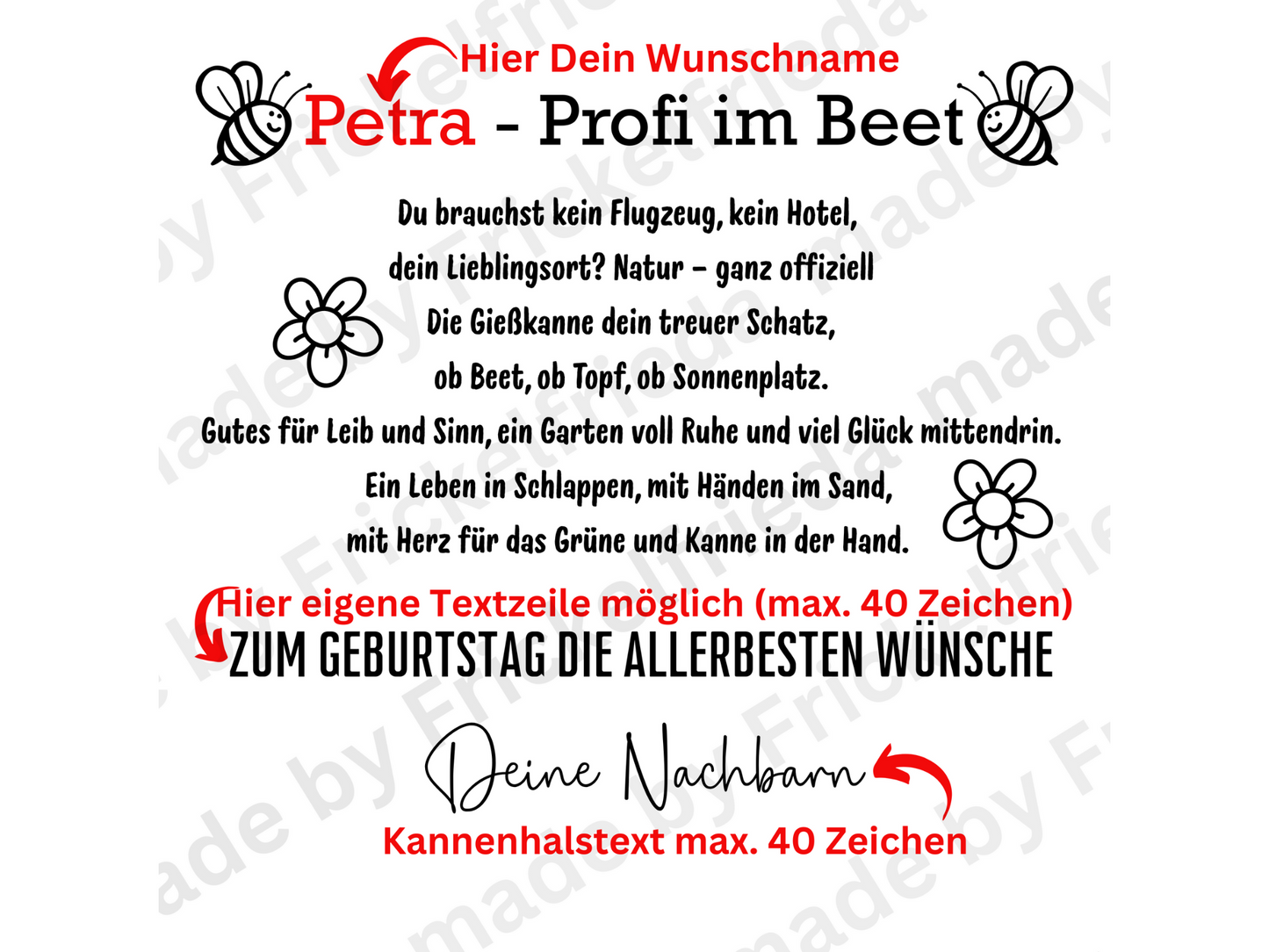 Profi im Beet Garten Geschenk, personalisiertes Geschenk zum Geburtstag, Weihnachten, Ostern, Gießkanne mit Namen für Camper , Natur - und Gartenliebhaber