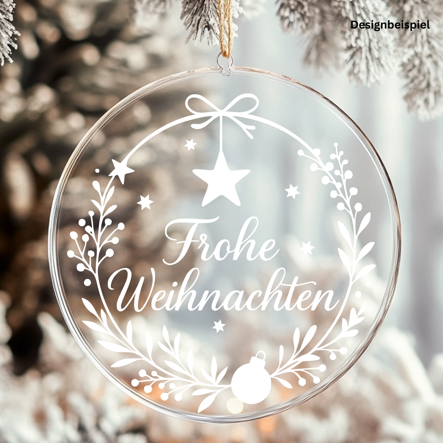 Fensterbild Frohe Weihnachten Kranz mit Kugel | Aufkleber| Exklusiv Design