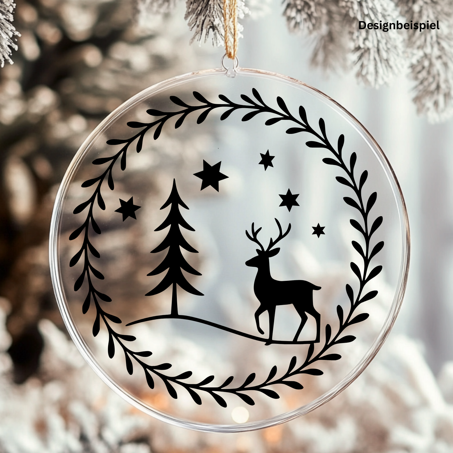 Fensterbild Hirsch minimalistisch | Skandi Deko für Weihnachten und Advent Aufkleber| Exklusiv Design