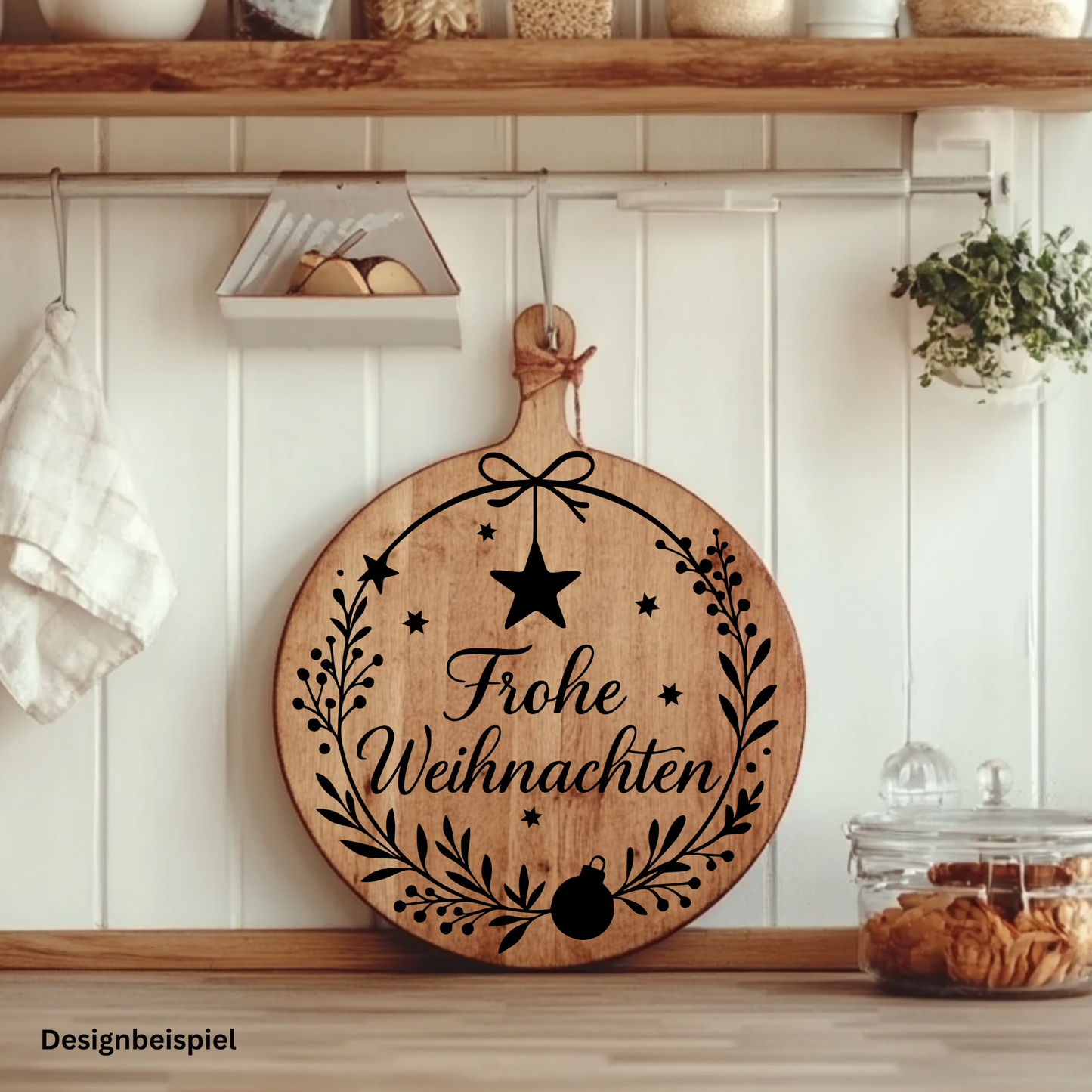 Fensterbild Frohe Weihnachten Kranz mit Kugel | Aufkleber| Exklusiv Design