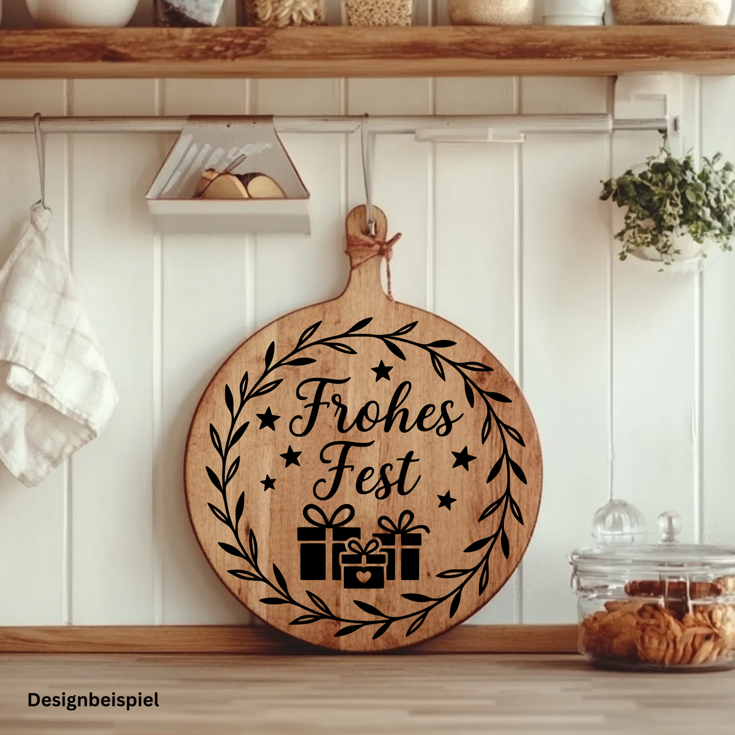 Fensterbild Weihnachtsaufkleber Frohes Fest Kranz