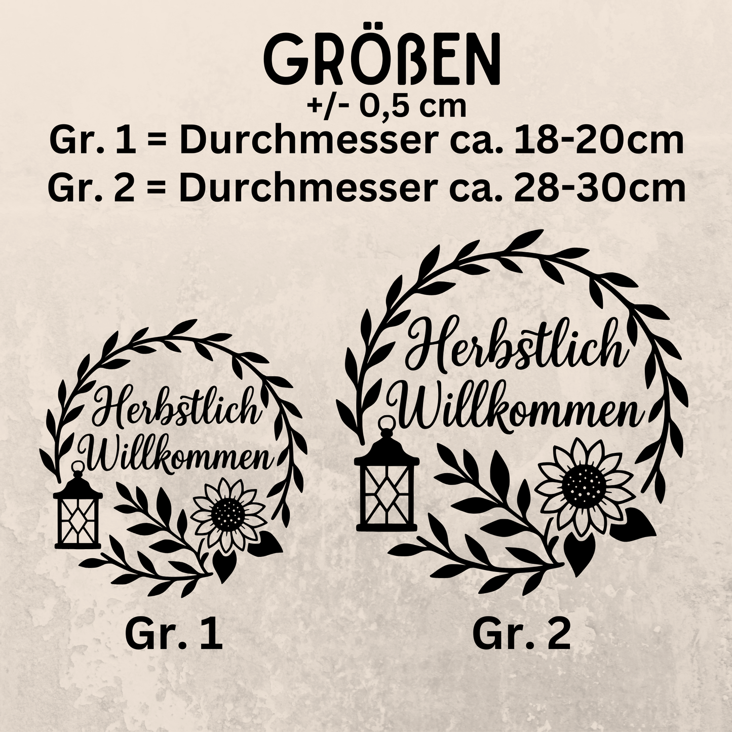 Fensterbild Kranz herbstlich Willkommen , Herbstlicher Aufkleber Sonnenblume