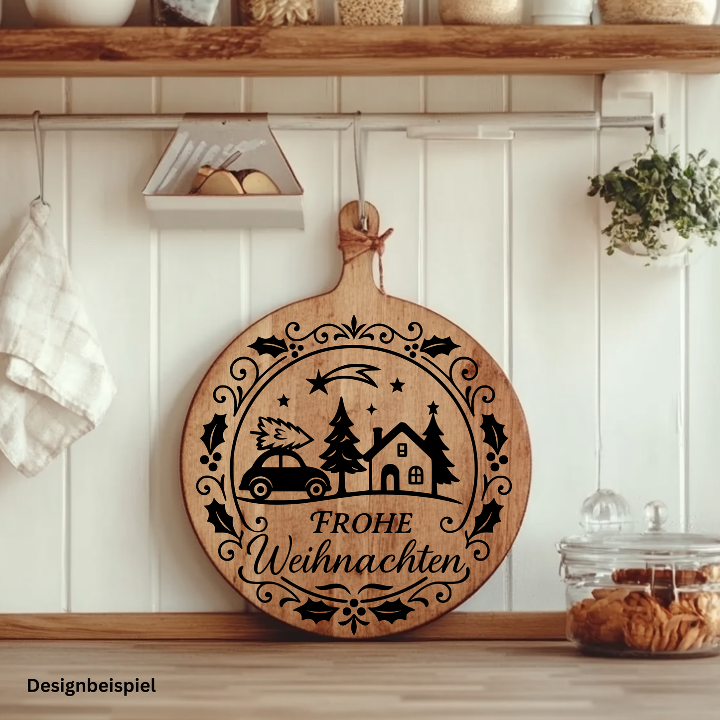 Fensterbild Frohe Weihnachten Kranz| Aufkleber| Weihnachtsbäckerei Exklusiv Design